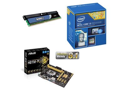 Asus Home Office PC Bundle (Includes H81M-PLUS, Intel Core i3-4160, 4GB Corsair XMS3 DDR3 Memory)