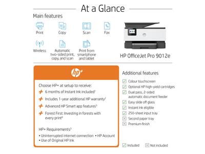 HP HP Officejet Pro 9012e All-in-One Multifunction printer with 3 month of instant ink with HP plus