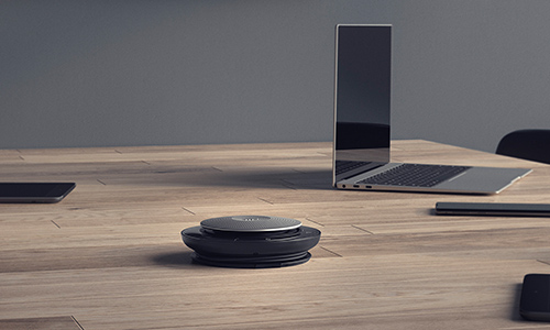 Jabra Speak 750 portable speaker on desk