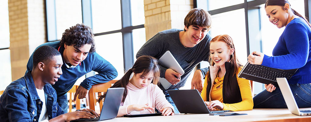 Students using Lenovo Laptops