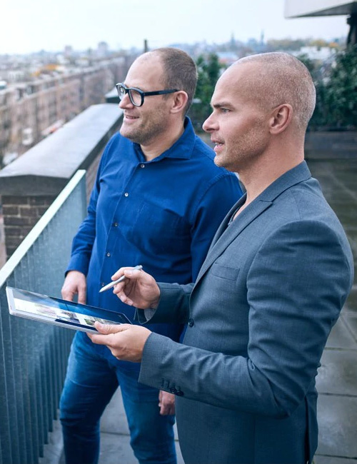 A man using a Windows 10 pro device with Azure