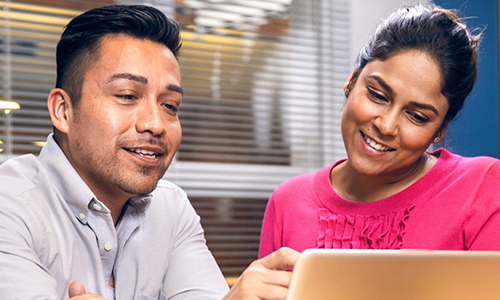 Teachers using Microsoft 365 on a mobile device