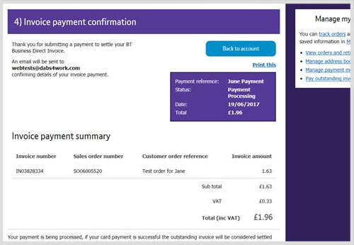 Step 6 of BT payment portal