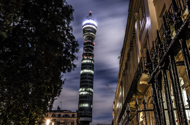 BT tower at night