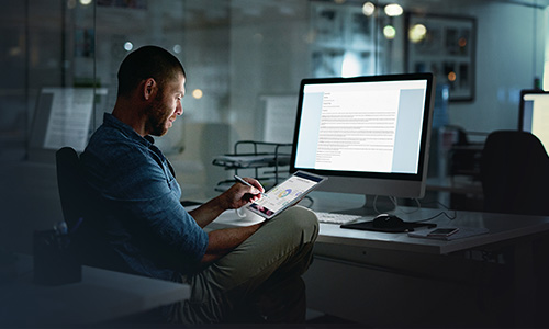 Man enjoying his newly migrated office suite