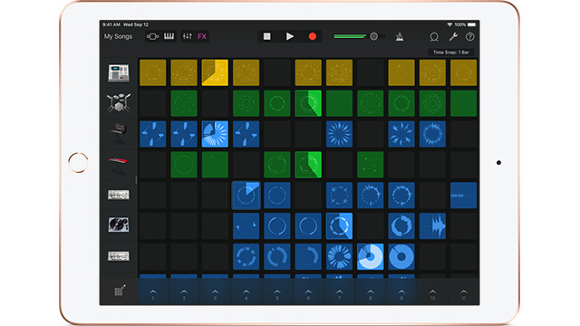 Ipad showing GarageBand app and a musical tune