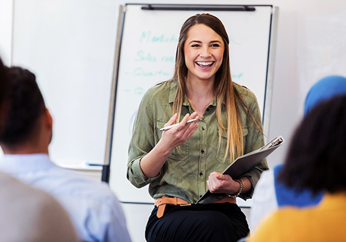 Teacher at front of class