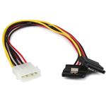 StarTech.com 12in LP4 to 2x Latching SATA Power Y Cable Splitter Adapter - 4 Pin Molex to Dual SATA