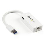 StarTech.com USB 3.0 to Gigabit Ethernet Adapter NIC w/ USB Port - White