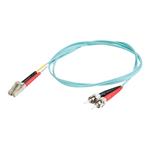 C2G 3m LC-ST 10Gb 50/125 OM3 Duplex Multimode PVC Fibre Optic Cable (LSZH) - Aqua