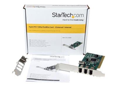 StarTech.com 4 port PCI 1394a FireWire Adapter Card - 3 External 1 Internal