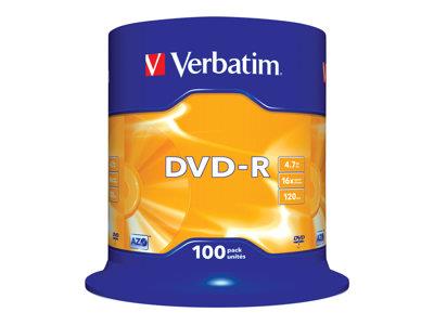 Verbatim DVD-R 16x Silver 4.7GB 100 Pack Spindle