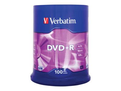 Verbatim DVD+R 16x Silver 4.7GB 100 Pack Spindle