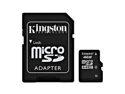 Kingston 4GB microSDHC SD adapter included Class 4