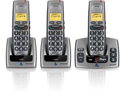 BT Freestyle 750 Trio Cordless Phone With Answer Machine (Grey)