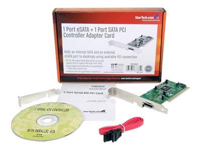 StarTech.com 1 Port eSATA + 1 Port SATA PCI SATA Controller Card w/ LP Bracket