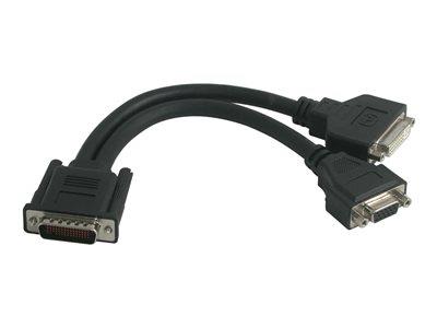 C2G One LFH-59 (DMS-59) Male to One DVI-I™ Female and One HD15 VGA Female Cable 22cm