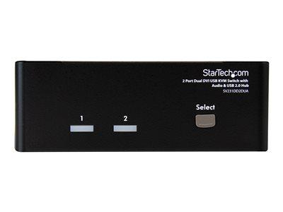 StarTech.com 2 Port Dual DVI USB KVM Switch with Audio & USB 2.0 Hub