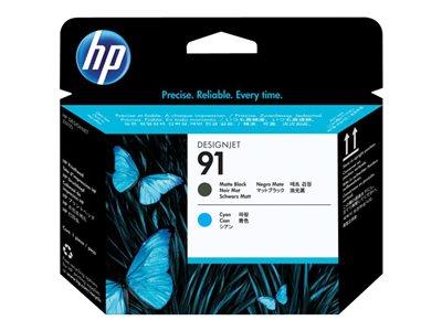 HP 91 Matte Black and Cyan Printhead