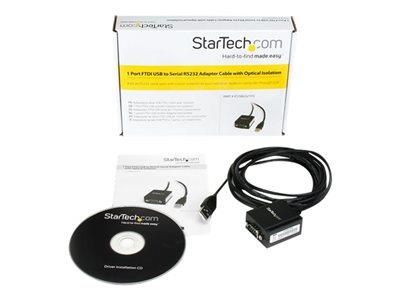 StarTech.com 1 Port FTDI USB to Serial RS232 Adapter Cable with Optical Isolation