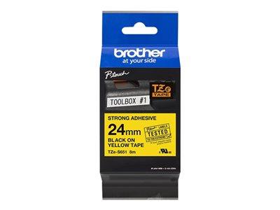 Brother TZES651 24mm Black on Yellow