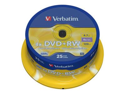 Verbatim DVD+RW 4.7GB - 4X Speed - 25PK SPINDLE