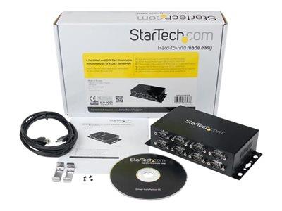 StarTech.com 8 Port USB to DB9 RS232 Serial Adapter Hub – Industrial DIN Rail and Wall Mountable