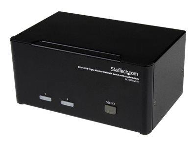 StarTech.com 2 Port Triple Monitor DVI USB KVM Switch with Audio & USB 2.0 Hub