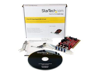 StarTech.com 4 Port PCI SuperSpeed USB 3.0 Adapter Card with SATA / SP4 Power