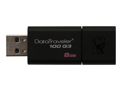 Kingston DataTraveler 100 G3 - USB flash drive - 8 GB - USB 3.0 - black