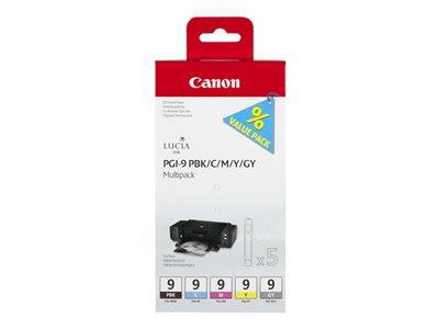 Canon PGI-9 Multi-Pack - Ink tank - 1 x grey, yellow, cyan, magenta, photo black