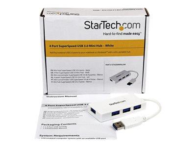 StarTech.com Portable 4 Port SuperSpeed Mini USB 3.0 Hub - White