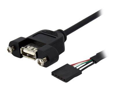 StarTech.com 3 ft Panel Mount USB Cable  USB A to Motherboard Header Cable F/F