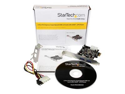 StarTech.com 2 Port PCI Express (PCIe) SuperSpeed USB 3.0 Card Adapter with UASP - LP4 Power