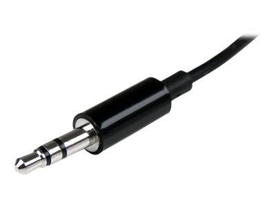 StarTech.com Black Slim Mini Jack Headphone Splitter Cable Adapter - 3.5mm Male to 2x 3.5mm Female