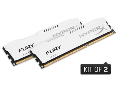 HyperX Fury White 8GB (2x4GB) DDR3 1600MHz CL10 DIMM Memory