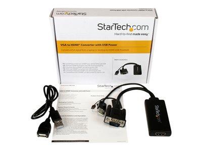 StarTech.com VGA to HDMI Adapter with USB Audio & Power- Portable VGA to HDMI Converter 1080p