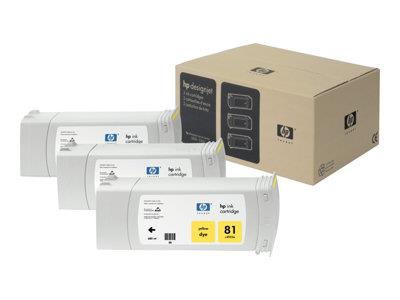 HP 81 3-pack 680-ml Yellow Dye Cartridges