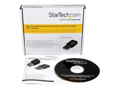 StarTech.com USB 2.0 AC600 Mini Dual Band Wireless-AC Network Adapter - 1T1R 802.11ac WiFi Adapter