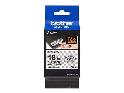 Brother TZESE4 Black on White 18MM Security Tape