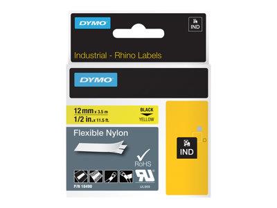 DYMO Flexible Nylon Tape - Black on Yellow - 1.2cm x 3.5m 1 roll