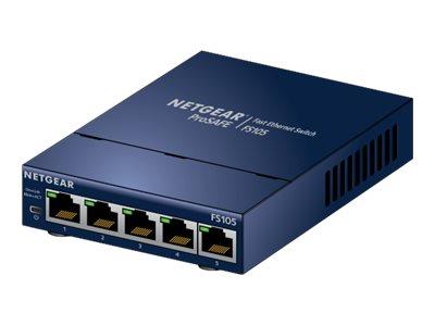 NETGEAR FS105-300UKS ProSAFE 5 port Fast Ethernet 10/100 Unmanaged Switch with Lifetime Warranty,Blue