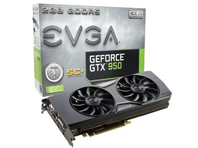 EVGA GeForce GTX 950 Superclocked+ ACX2.0 Gaming 2GB GDDR5 PCIe3.0 Graphics Card