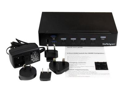 StarTech.com 4 Port HDMI KVM Switch With Built-in USB 3.0 Hub - Rack-Mountable