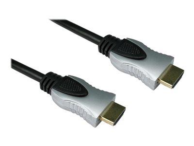 Cables Direct 10m HDMI M - M Cable Black + Silver Hoods