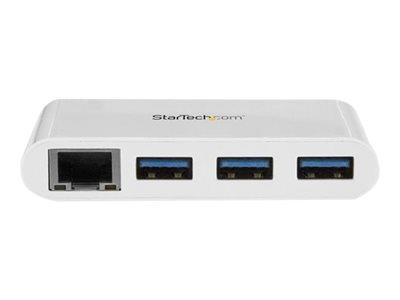 StarTech.com 3 Port USB 3.0 Hub GbE - USB-C - White