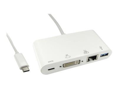 Cables Direct 15cm Leaded USB Type-C to DVI, USB & Gigabit Adapter