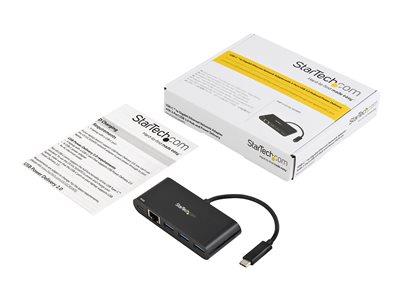 StarTech.com USB-C GbE Adapter + 3-Port Hub