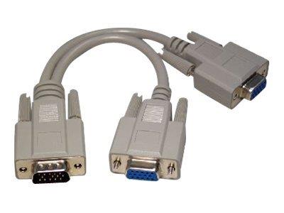 Cables Direct 20CM HD15M-HD15F Monitior Splitter Cable all Lines-Grey