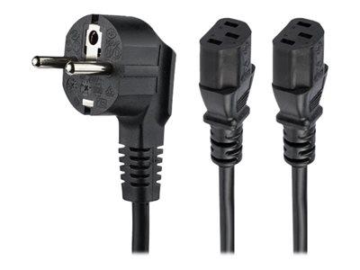 StarTech.com 2m Power Cord Schuko CEE7 to 2x C13 - EU